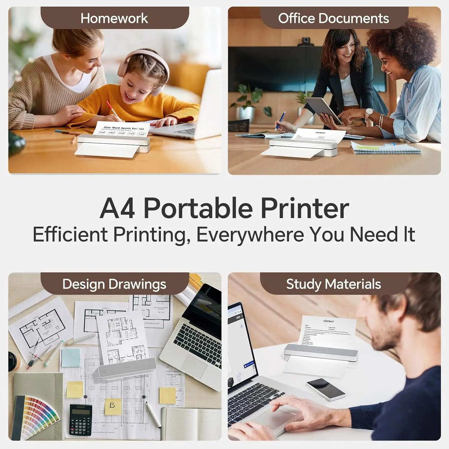 300DPI Mini A4 A5 Portable Thermal Printer HPRT MT610Pro Bluetooth Connect Android iOS for Office Travel A40 Folded Tattoo Paper