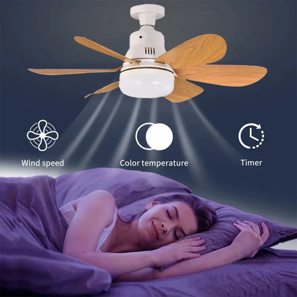 40W Ceiling Fan Lighting Dimmable Light Color Temperature Modern Ceiling Mount Remote Control Smart E27 Led Ceiling Fan Light