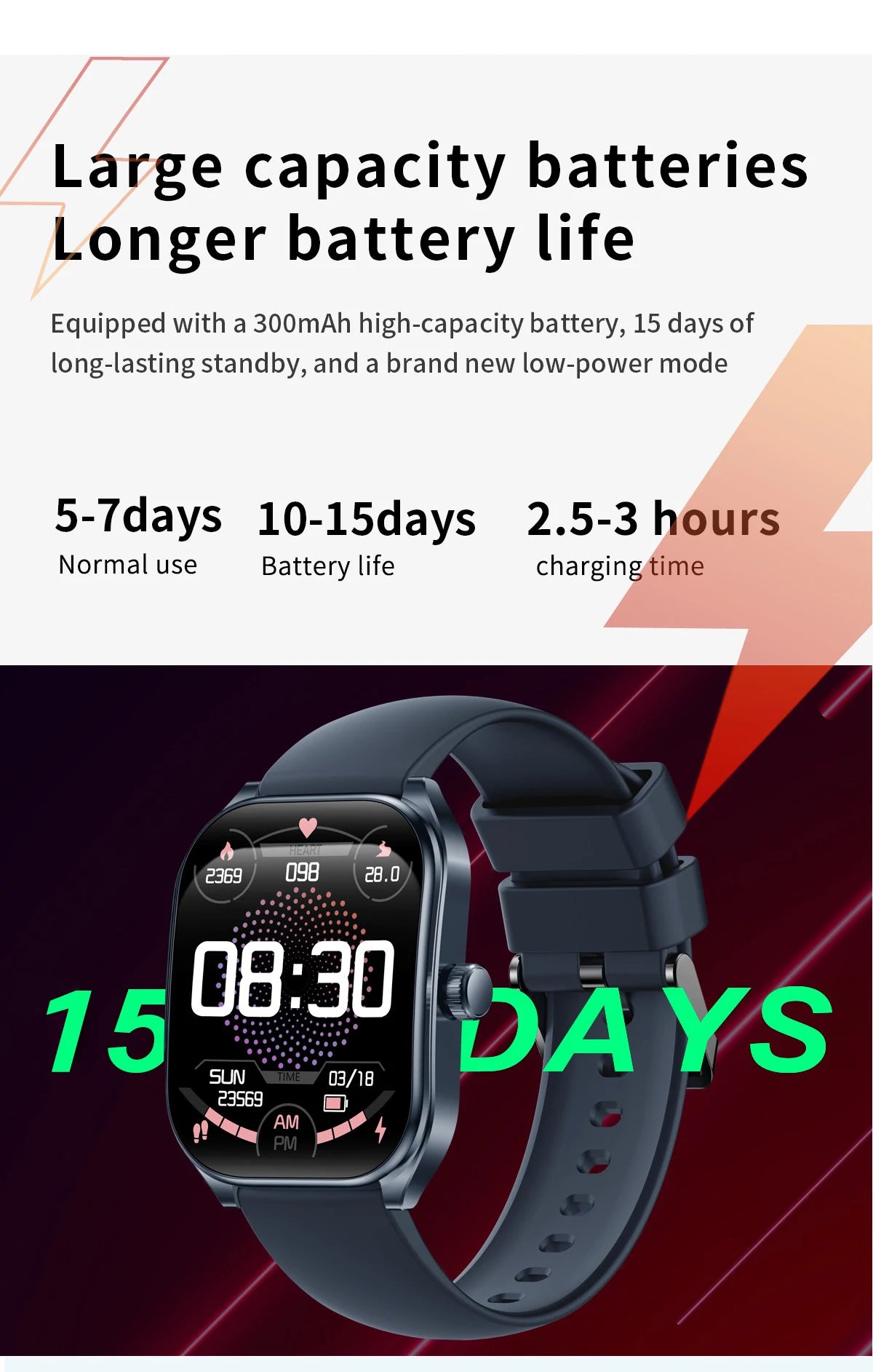 Smart Watch 2.01'' AMOLED Curved Screen IP68 Waterproof Bluetooth 5.3 Call AI Vioce Assistant Fitness Smartwatch for Men