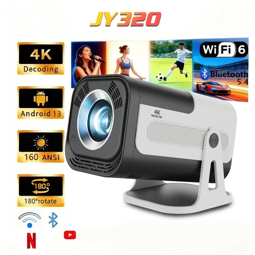 HY320MINI 8K Android 13 Projector Native 720P/1080P 390ANSI Dual Wifi6 BT5.2 1920*720P Cinema portable Projetor upgrated HY30