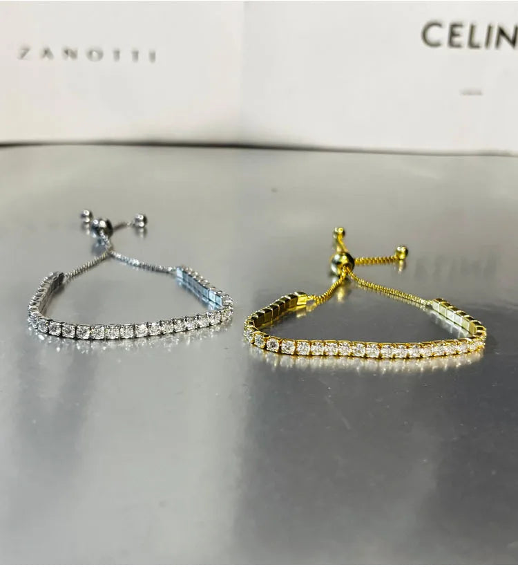 TBCYD 3mm 3.5cttw Moissanite Adjustable Bracelet For Women 925 Sterling Silver Hand Chain Valentine's Day Gift Luxury Jewelry