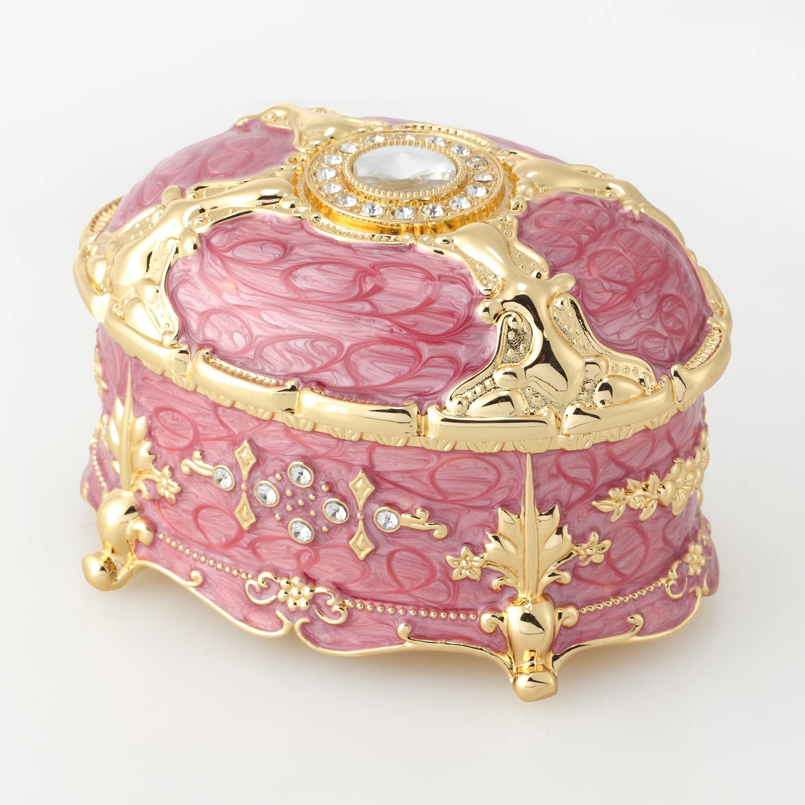 SOFTALK Oval Emboss Alloy Metal Music Box Wind Up Antique Jewelry Musical Boxes Anastasia Birthday Valentine's Day Gifts