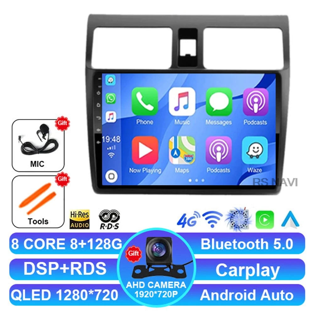 Android 15 Car Radio For Suzuki Swift 2003-2010 Multimedia Head Unit Autoradio DSP Viedo Player BT DVD 5G WIFI GPS 4G LTE QLED