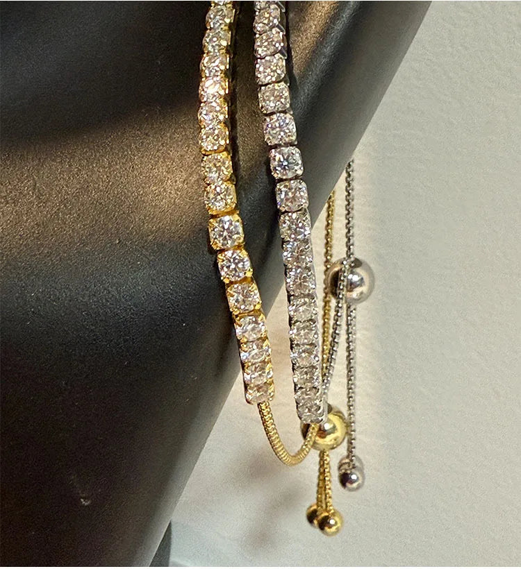 TBCYD 3mm 3.5cttw Moissanite Adjustable Bracelet For Women 925 Sterling Silver Hand Chain Valentine's Day Gift Luxury Jewelry