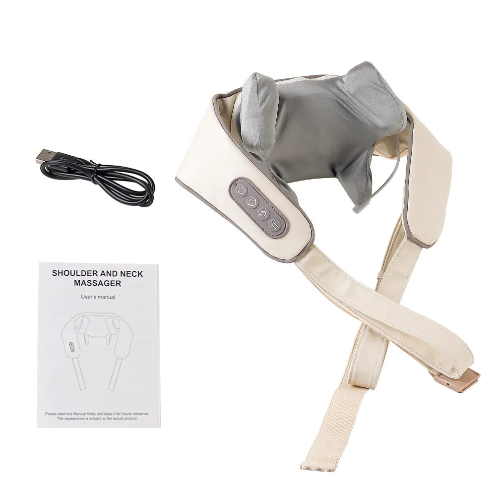 Foreverlily 26W Brushless Motor Neck And Shoulder Massager Wireless Shoulder And Back Kneading Massage Shawl Neck masajeador