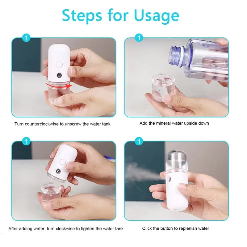 30ml Mini Humidifier For Car Home Office Portable Rechargeable Small Wireless Personal Face Sprayer Cool Mist Maker Humidifier