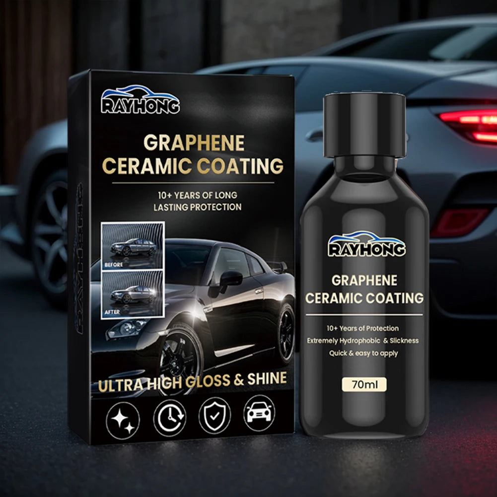 70ml Car Graphene Ceramic Coating Hardness Car Detailing Coating Polishing Liquid Hydrophobic Glass Plated Crystal Car Accessory