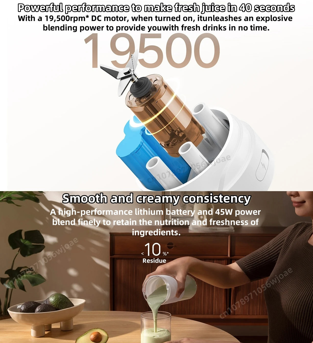 Mijia Portable Juicer 2 Fruit Automatic Juicer Type-C Charging Automatic Rinse Household 300ML Capacity Juicer