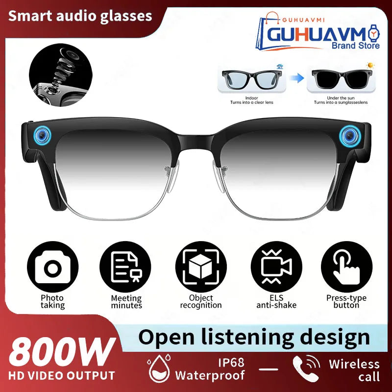 2026 New AI Smart Glasses 8MP Camera HD Video Recording Voice Translator Bluetooth 5.3 Audio Sunglasses WiFi Transfer ENC Call