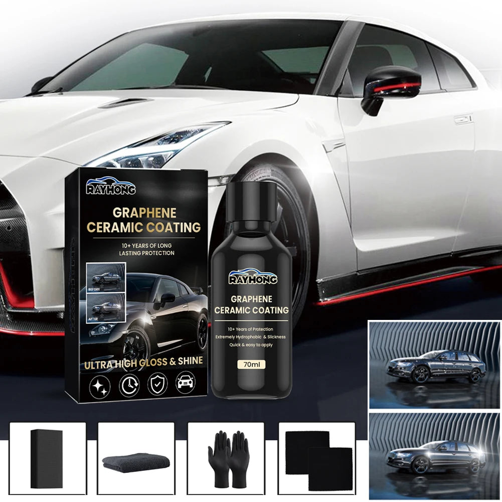 70ml Car Graphene Ceramic Coating Hardness Car Detailing Coating Polishing Liquid Hydrophobic Glass Plated Crystal Car Accessory