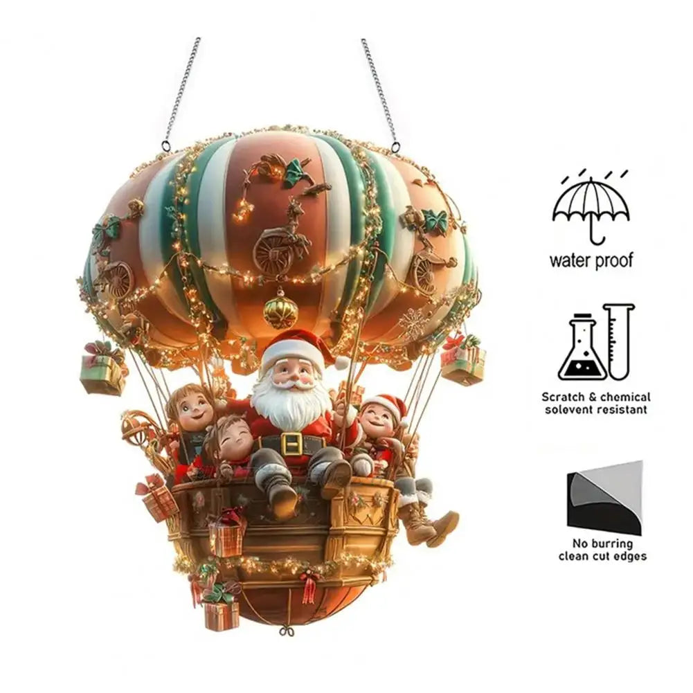 Long-lasting Christmas Decor Festive Christmas Hot Air Balloon Ornaments for Trees Windows Santa 2d Acrylic Xmas Tree for Doors