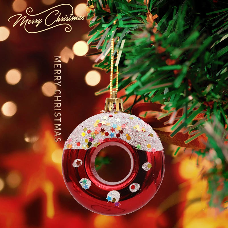 4pcs Candy Donuts Shape Christmas Ball Ornaments Christmas Tree Hanging Pendant for Home Navidad Party Decorations New Year 2025