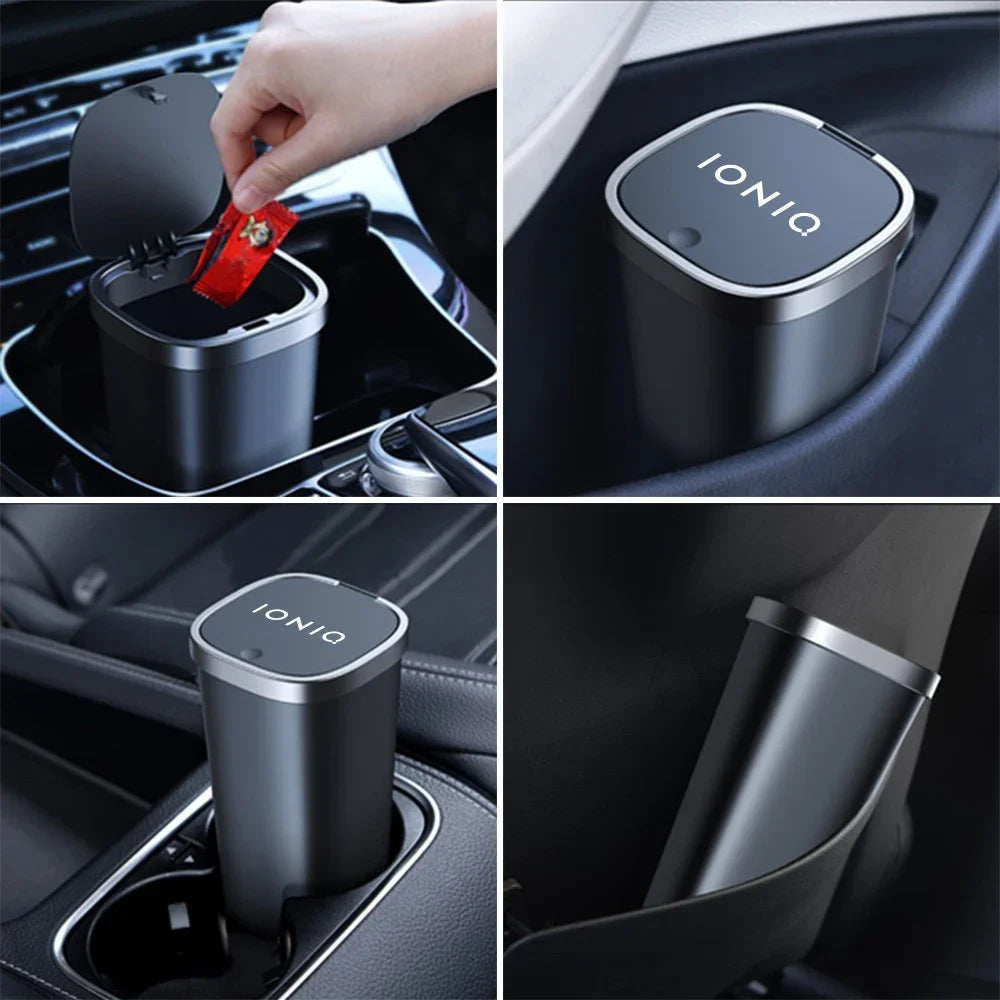 Car Trash Can For Hyundai IONIQ 5 6 7 Vehicle Garbage Dust Case Car Pressing Trash Bin Auto Interior Storage Accessories