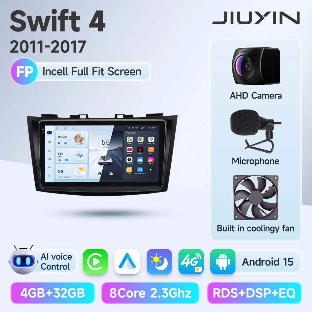 JIUYIN Car Radio Stereo For Suzuki Swift 4 2011 2012 -2016 Android 15 Multimedia Video Player 2 Din Auto Audio G Stereo Audio