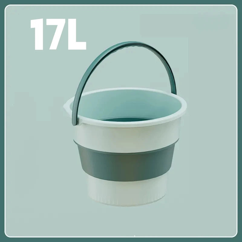 5/10/17L Folding Portable Bucket with Cover Car Wash Fishing Bathroom Tool Silicone Bucket Outdoor Camping Household Supplies