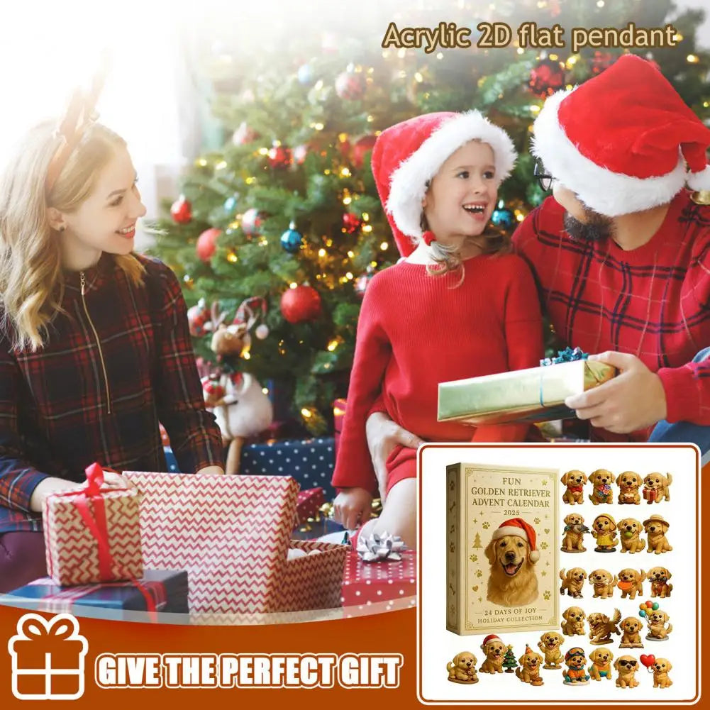 Christmas Dog Advent Calendar Acrylic Christmas Advent Calendar 2025 Retriever Dog Advent Calendar Ornaments Festive for 24-day