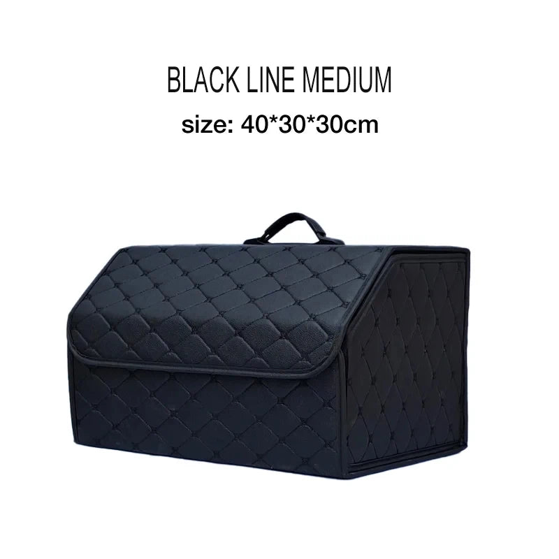 Car Trunk Organizer Box Large Capacity Auto Multiuse Tools Storage Bag Stowing Tidying Leather Folding For Emergency Storage Box