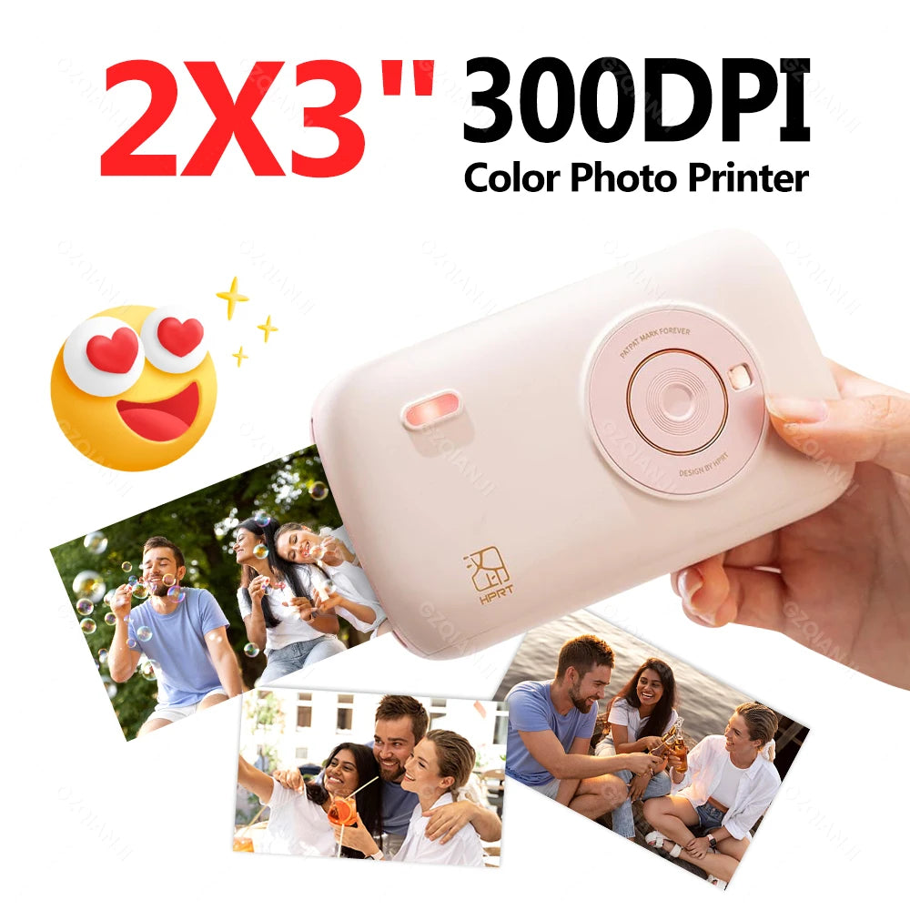 Portable Color Photo Printer Mini Pocket 300dpi Bluetooth for DIY Share Photo Picture Work Home CP2100 Machine 2x3 inch Papers