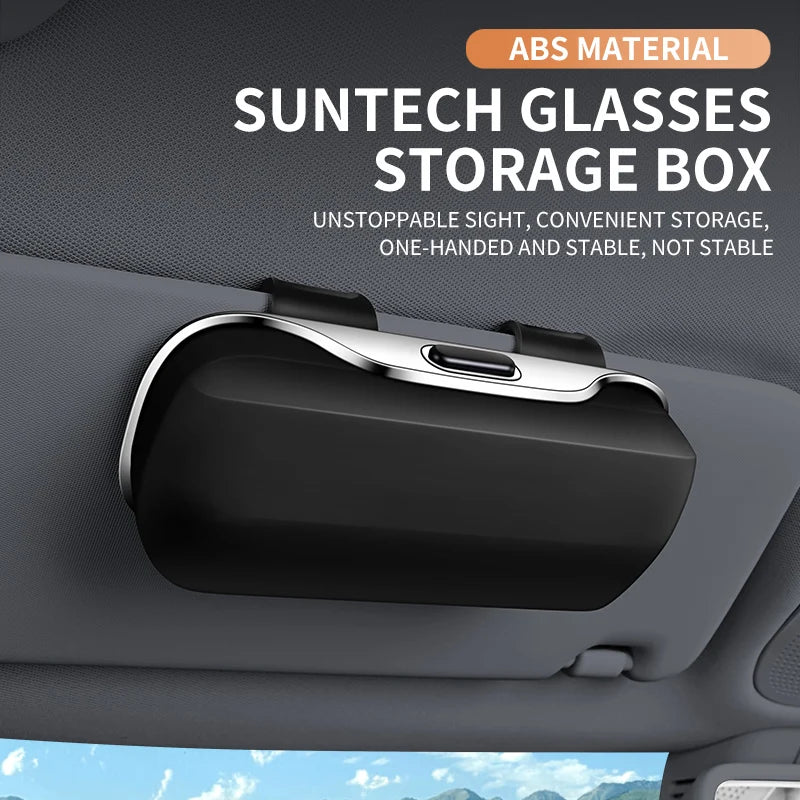 Press Switch Car Glasses Box Sun Visor Glasses Holder Internal Soft Fabric Scratch Resistant Shock-proof Eyeglasses Storage Case