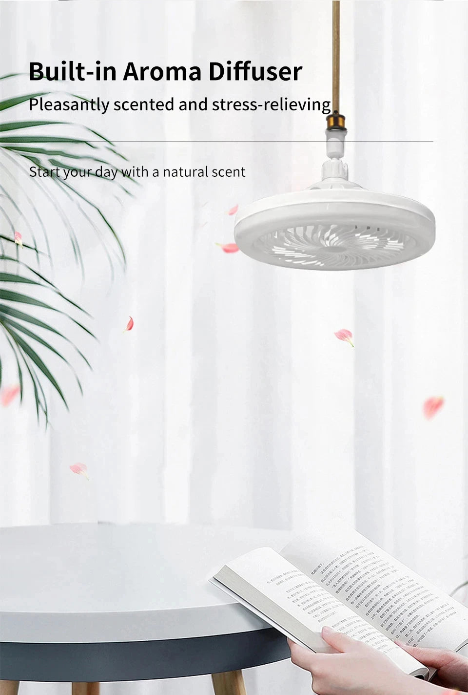Energy-Saving Remote Control LED Ceiling Fan Lamp 85-265V for Living Room Bedroom Bottom Noise Mute E27 Base 2 In 1fans Light