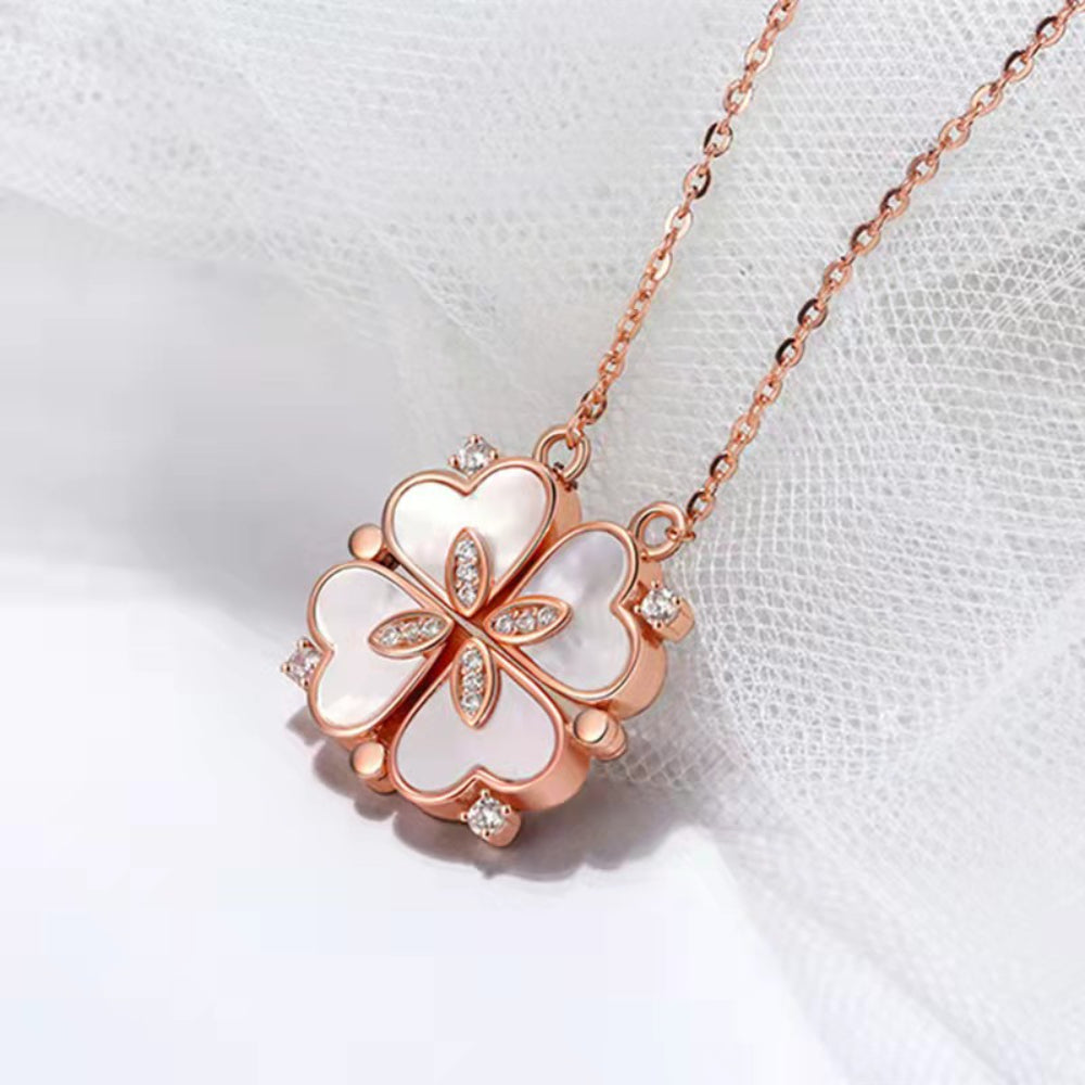 316L Stainless Steel Love Magnetic Pendant Necklace for Women Clover Choker Heart Shaped Open Necklace Crystal Jewelry BffGift