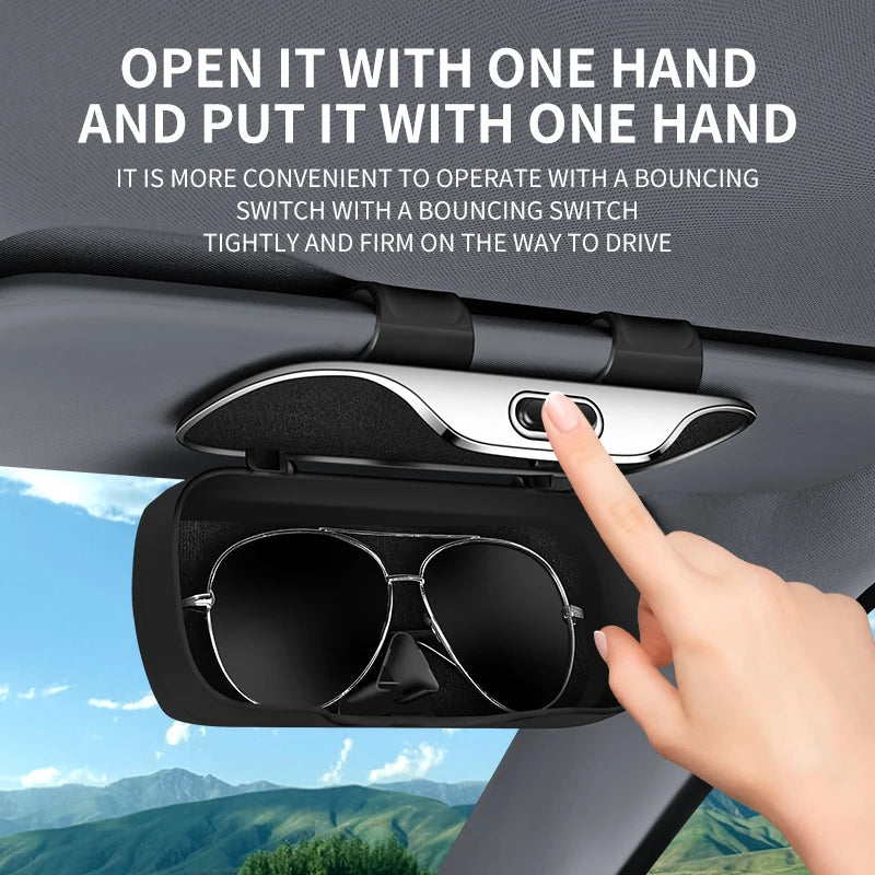 Press Switch Car Glasses Box Sun Visor Glasses Holder Internal Soft Fabric Scratch Resistant Shock-proof Eyeglasses Storage Case