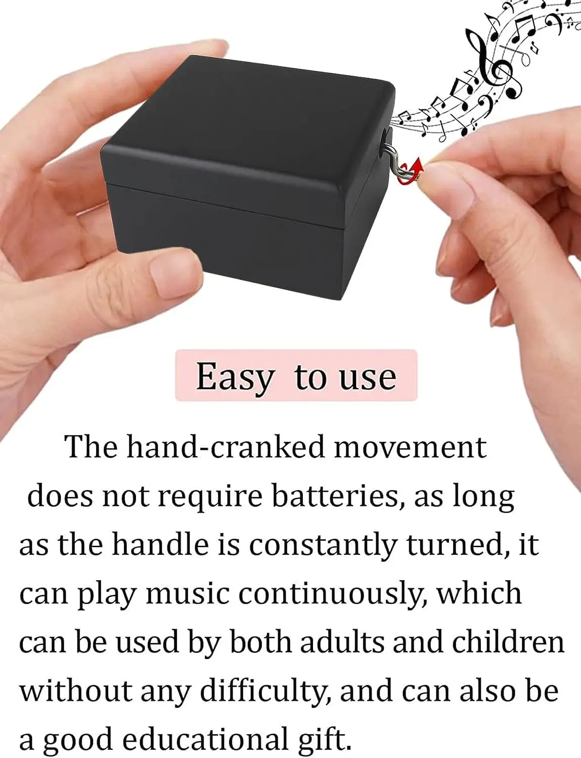 SOFTALK Kingdom heart Black Mirror Hand operated Solid Wood Music Box Birthday, Christmas, Valentine's Day Gift