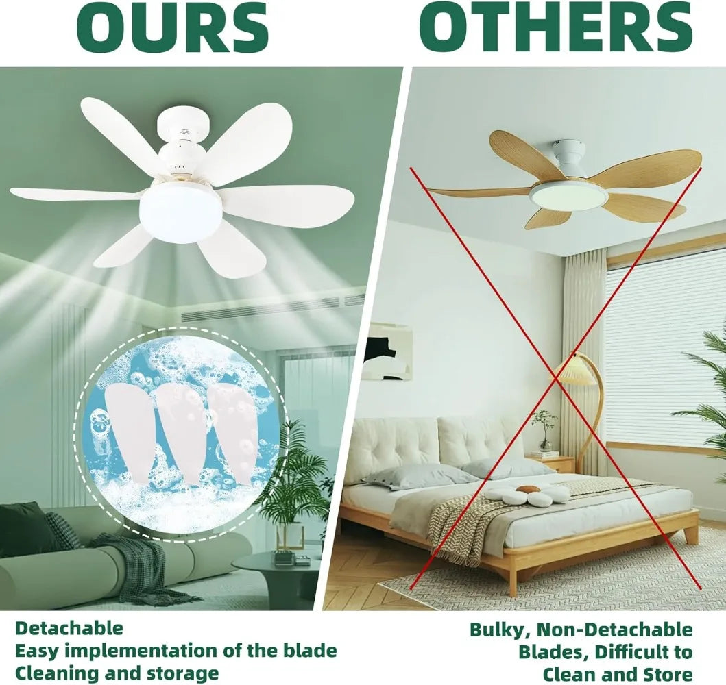 40W Ceiling Fan Lighting Dimmable Light Color Temperature Modern Ceiling Mount Remote Control Smart E27 Led Ceiling Fan Light