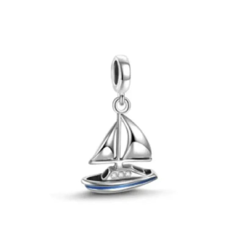 Hot Selling 925 Silver House,Rose BeadSailboat Pendant Suitable for European Original Bracelet DIY Accessories Exquisite Jewelry