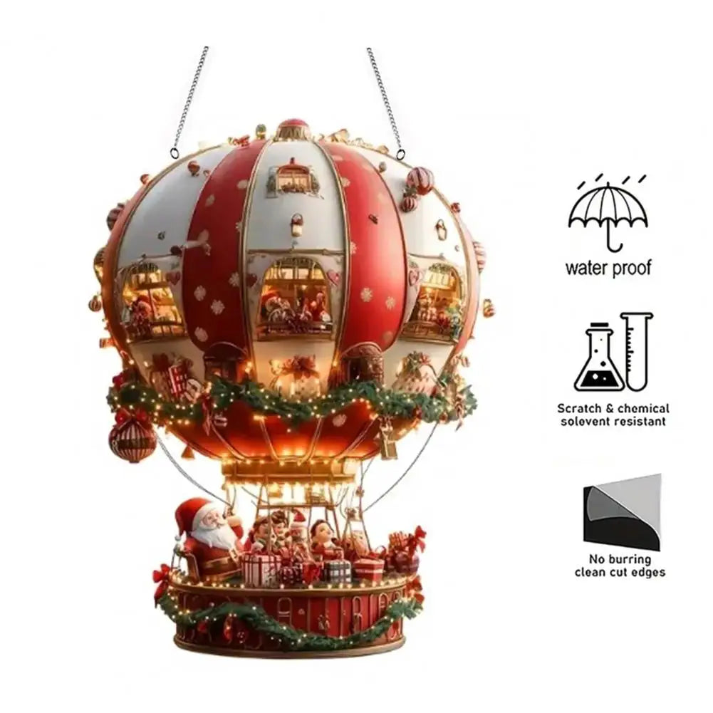 Long-lasting Christmas Decor Festive Christmas Hot Air Balloon Ornaments for Trees Windows Santa 2d Acrylic Xmas Tree for Doors