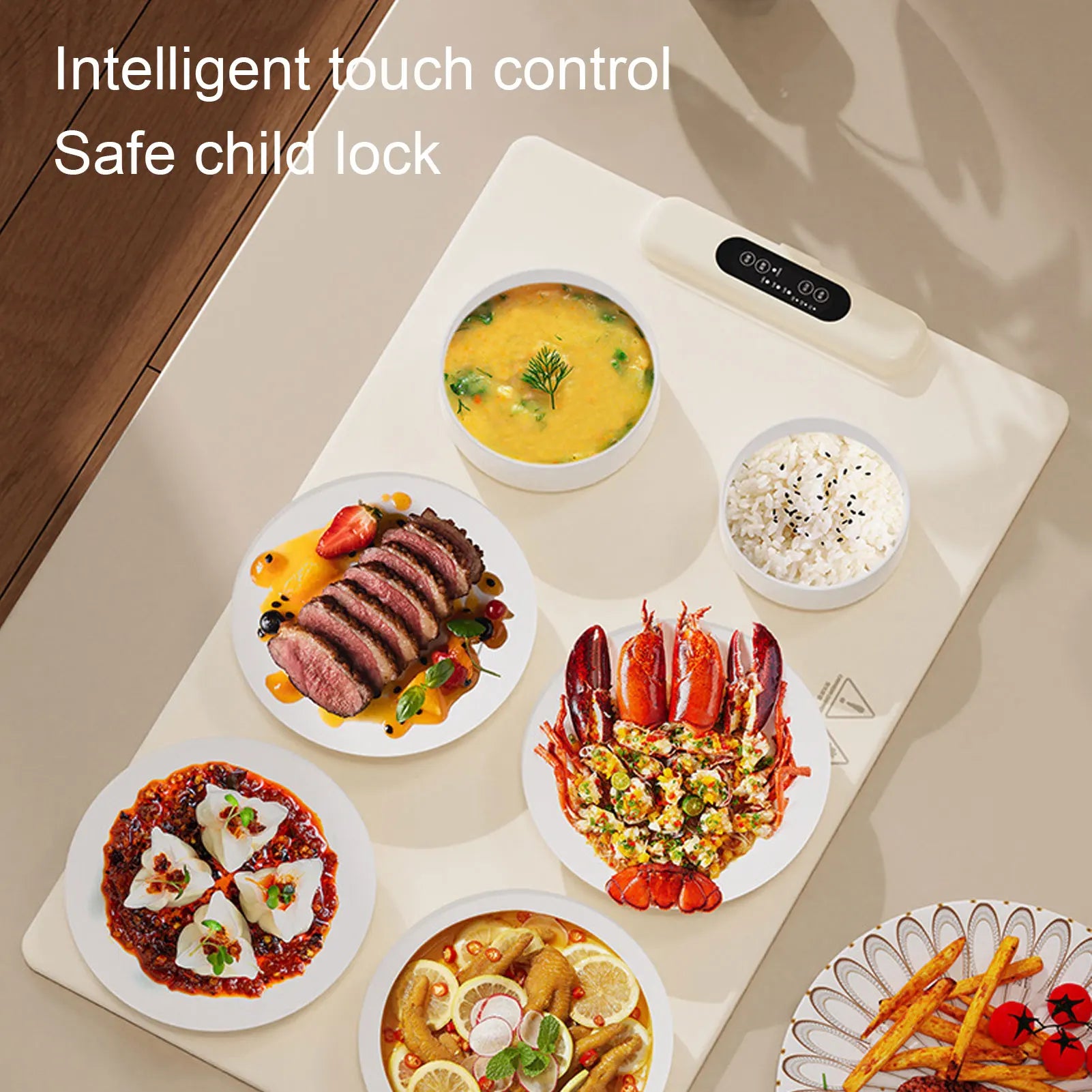 Multifunctional 3 Temperature Electric Food Heating Mat Silicone Warming Pad Cream White Kitchen Essential