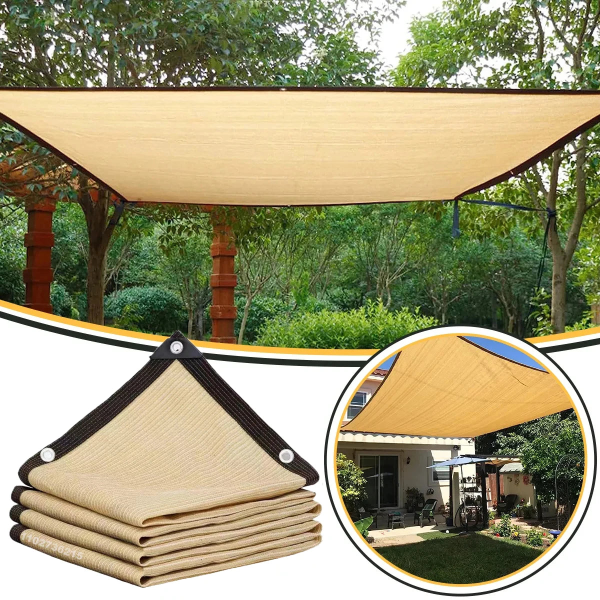 Beige shading net, UV protection, plant shed, outdoor sunshade, mesh, HDPE sunscreen fabric sunshade