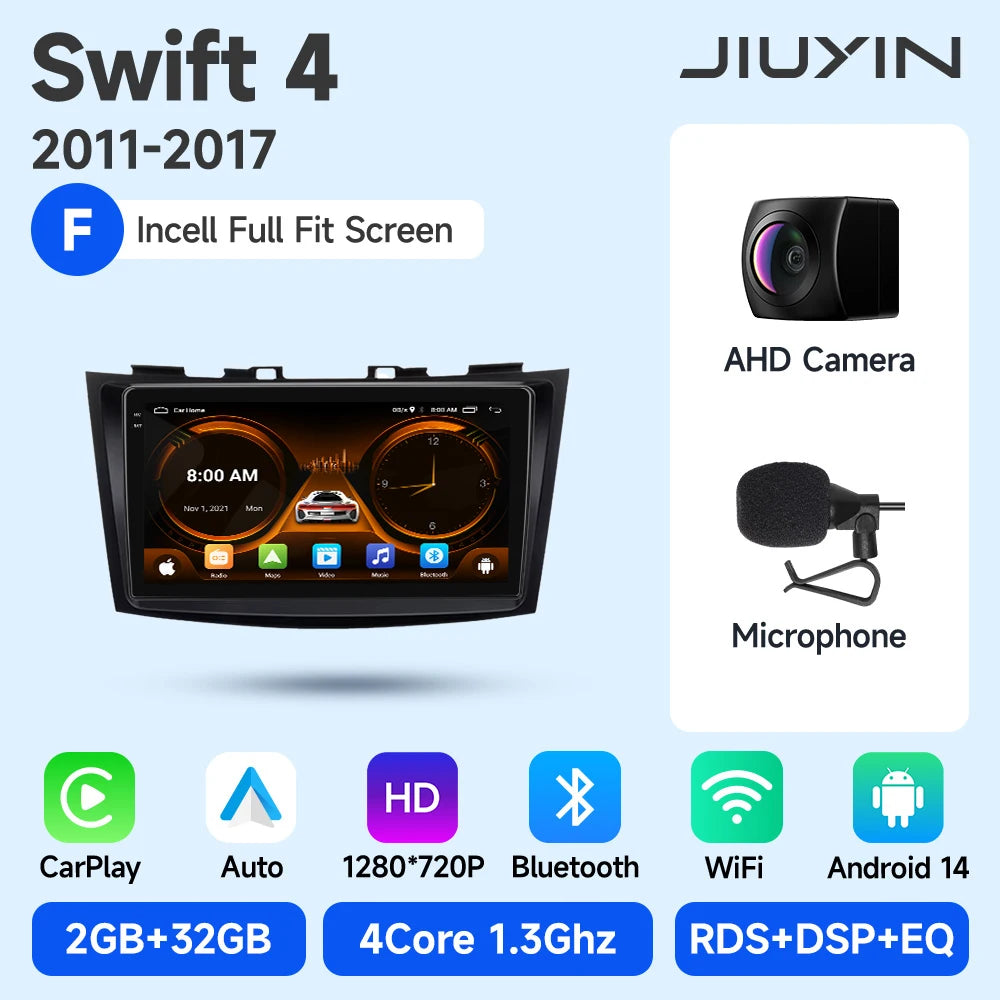 JIUYIN Car Radio Stereo For Suzuki Swift 4 2011 2012 -2016 Android 15 Multimedia Video Player 2 Din Auto Audio G Stereo Audio