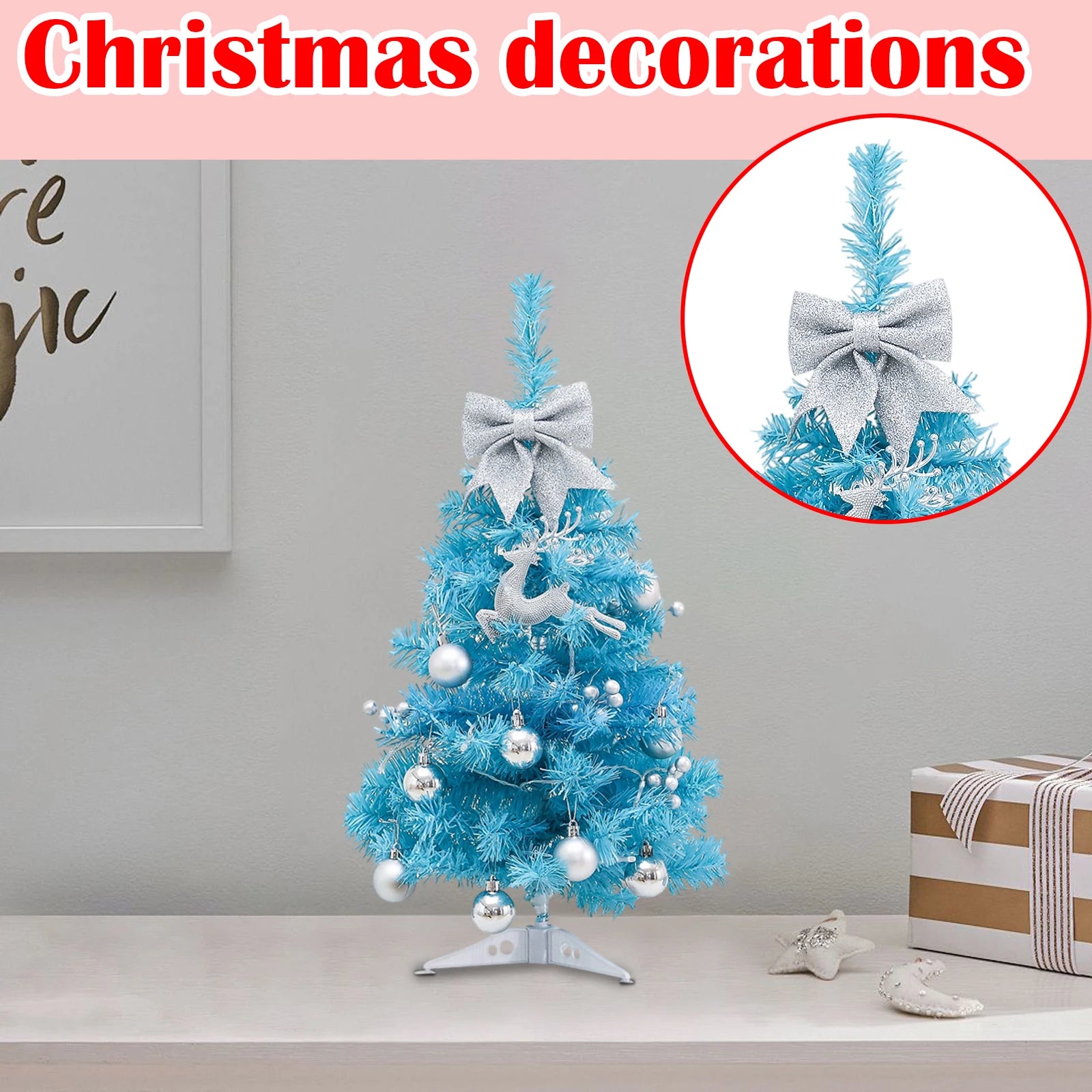 Christmas Tree With lights Blue Christmas Tree Desktop Christmas Miniature Pine Christmas Decoration Desktop Mini Tree 2025