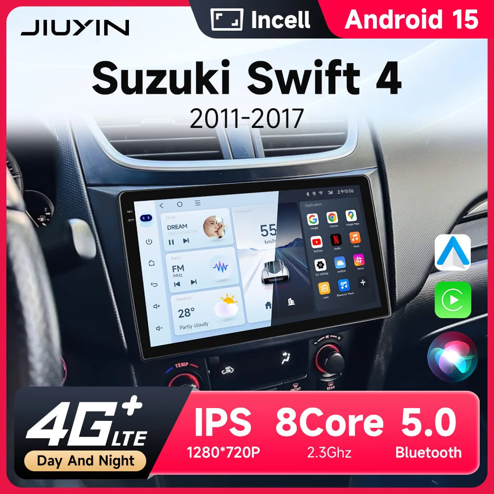 JIUYIN Car Radio Stereo For Suzuki Swift 4 2011 2012 -2016 Android 15 Multimedia Video Player 2 Din Auto Audio G Stereo Audio