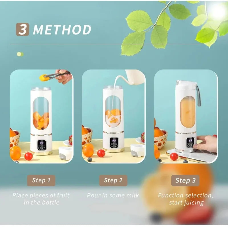 2025 New Household Charging MINI Crushed Ice Electric Juicer Powerful Motor 450ML Large Capacity Digital Display Juice Cup
