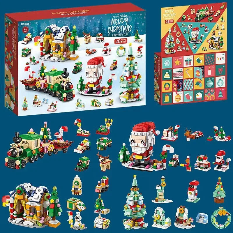Christmas Advent Calendar Gift Box DIY Christmas Train Jesus Bricks Toys 24Days Countdown Calendar Box Surprise Christmas Gift