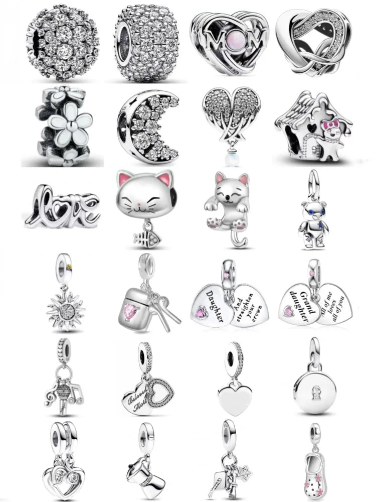 Hot Selling 925 Silver House,Rose BeadSailboat Pendant Suitable for European Original Bracelet DIY Accessories Exquisite Jewelry