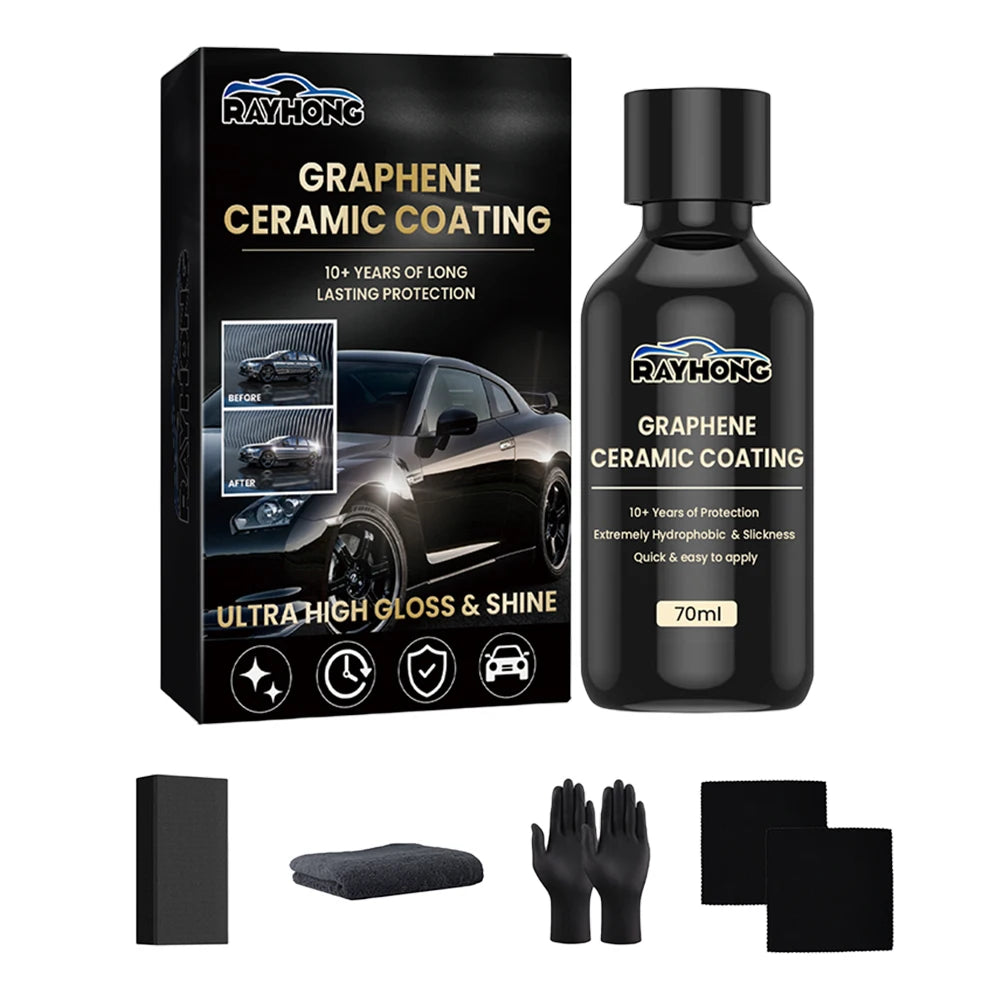 70ml Car Graphene Ceramic Coating Hardness Car Detailing Coating Polishing Liquid Hydrophobic Glass Plated Crystal Car Accessory