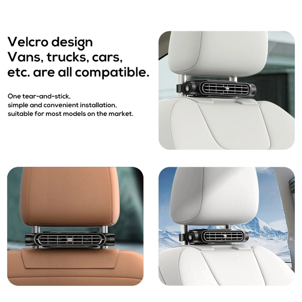 Portable Car Seat Fan 3 Speeds Adjustable Car Headrest Cooling Air Fan USB Powered Air Cooling Fan for Front Rear Seat Passenger