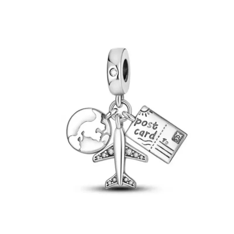 Hot Selling 925 Silver House,Rose BeadSailboat Pendant Suitable for European Original Bracelet DIY Accessories Exquisite Jewelry