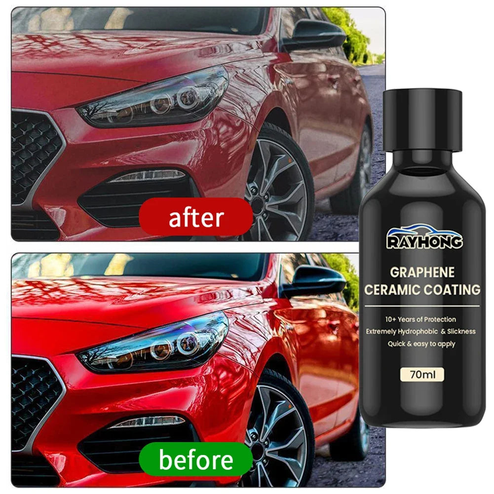 70ml Car Graphene Ceramic Coating Hardness Car Detailing Coating Polishing Liquid Hydrophobic Glass Plated Crystal Car Accessory