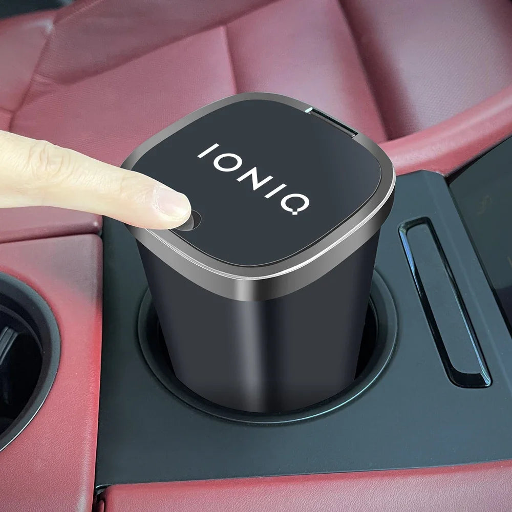 Car Trash Can For Hyundai IONIQ 5 6 7 Vehicle Garbage Dust Case Car Pressing Trash Bin Auto Interior Storage Accessories
