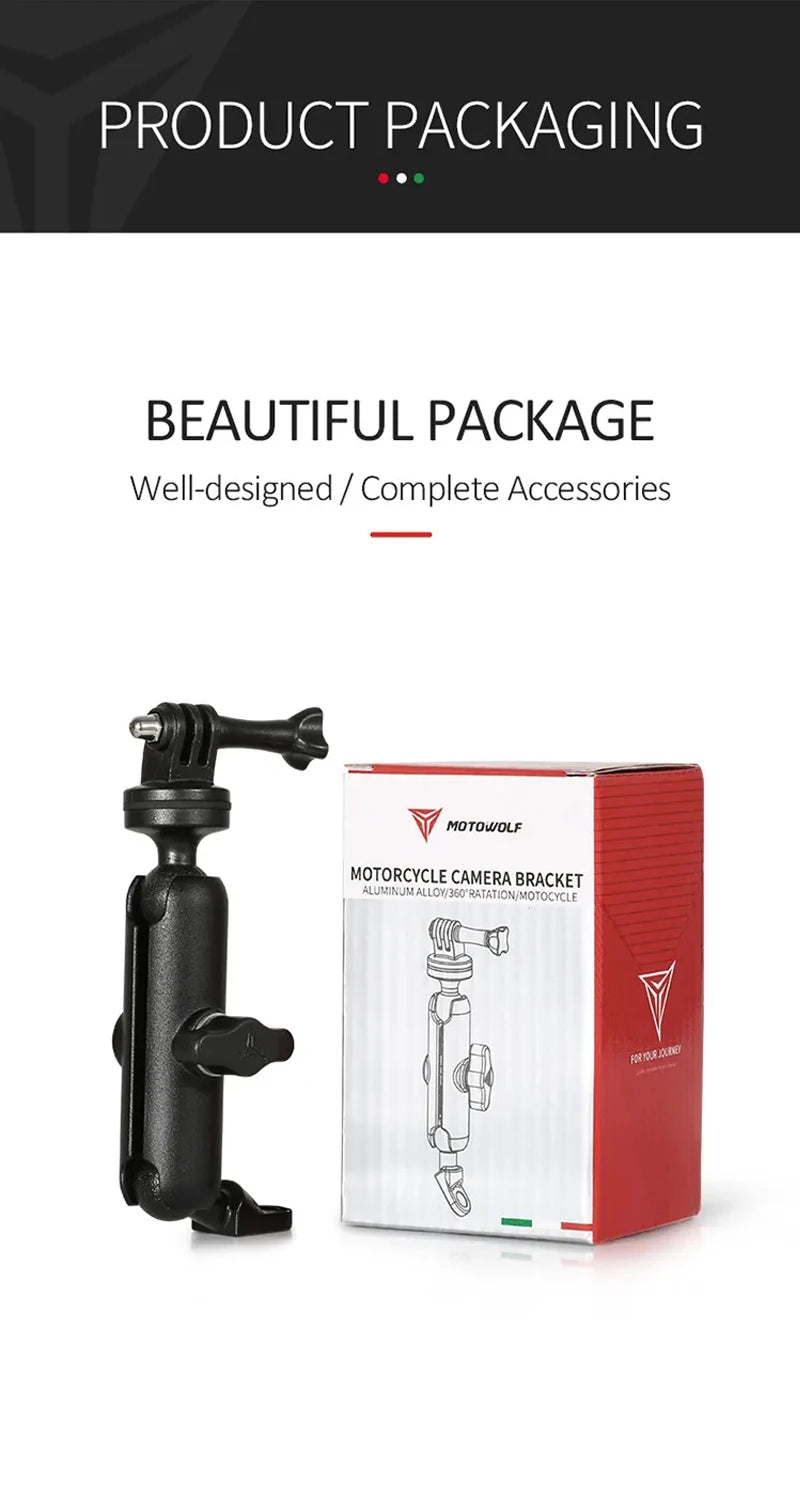 For Hero8/7/6/5/4/3+ Action Cameras Accessory 360 Rotating Motorcycle Bike Camera Holder Handlebar Mirror Mount Bracket