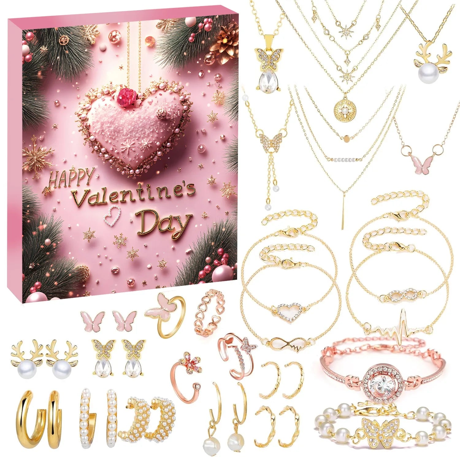 Christmas Advent Calendar Girl Bracelet 24 Days of Xmas Countdown Calendar Surprise DIY Creative Jewelry Charm Making Kit