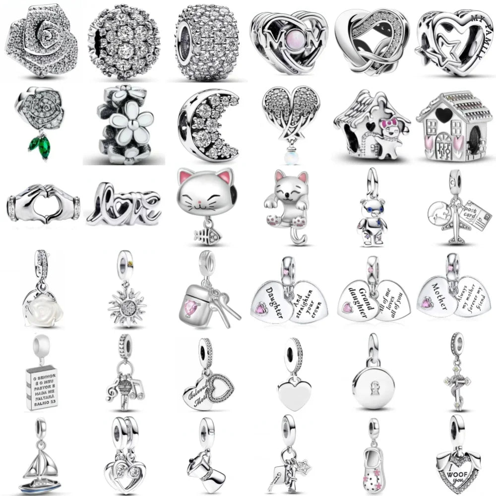 Hot Selling 925 Silver House,Rose BeadSailboat Pendant Suitable for European Original Bracelet DIY Accessories Exquisite Jewelry