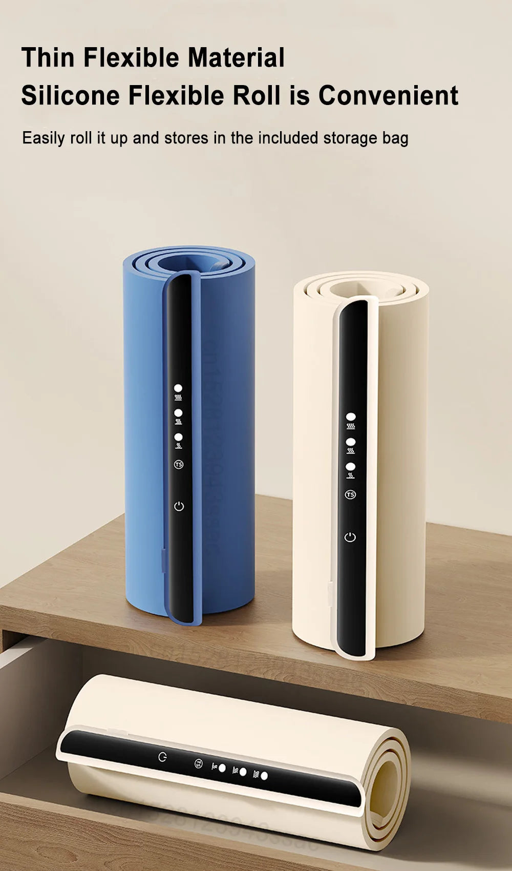 Electric Warming Tray Food Warm Plate with 3 Temperature Fast Full Surface Heating Mat Keep Food Hot Foldable Electric Warm Tray