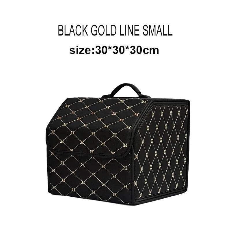 Car Trunk Organizer Box Large Capacity Auto Multiuse Tools Storage Bag Stowing Tidying Leather Folding For Emergency Storage Box