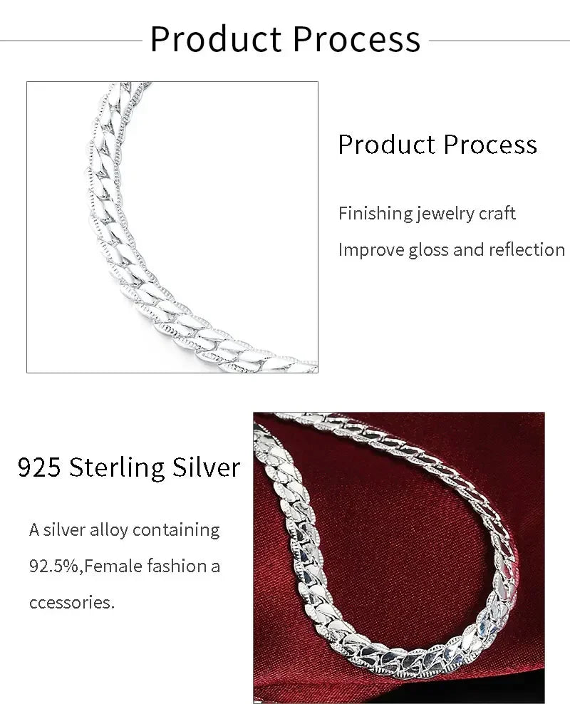 18K Gold color Silver Color 6mm Full Sideways Necklace 8/18/20/24 Inch Chain For Woman Men Fashion Wedding Engagement Jewelry