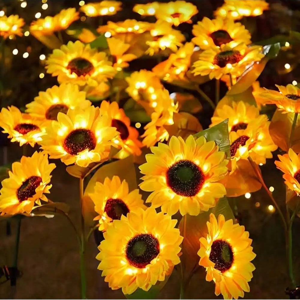 1PC Solar Powered Sunflower Light Outdoor Waterproof LED Ground Insert Lawn Lamp For Garden Lawn Courtyard Decoration